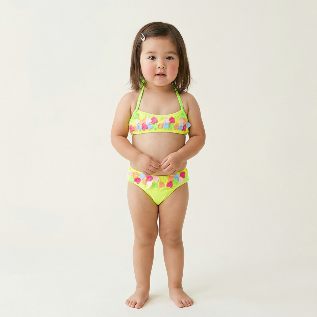Heart Neon Lime Halter Swimsuit