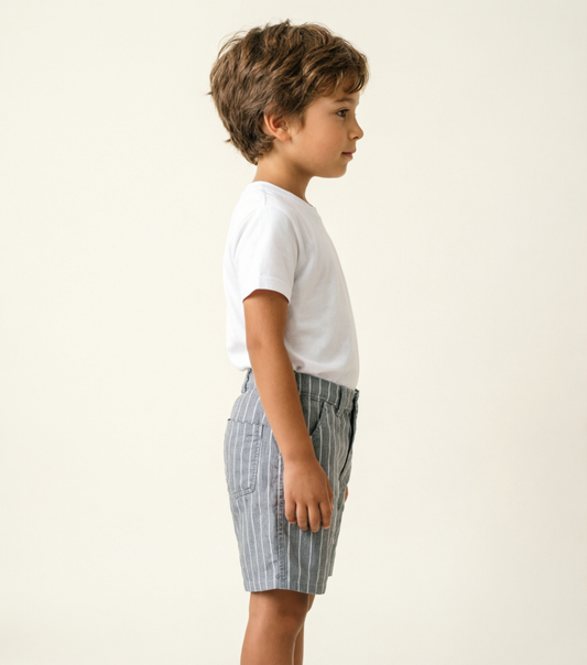 Grey Pinstripe Tailored Shorts