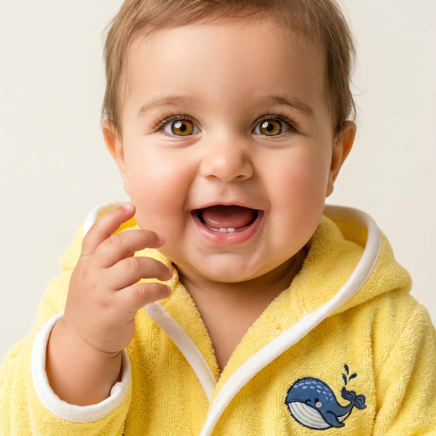 Little Yellow Whale Hooded Towel Poncho