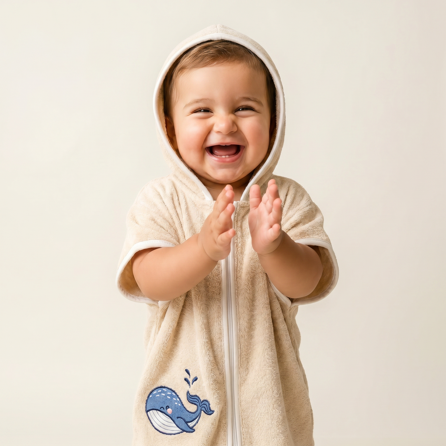 Little Brown Whale Hooded Towel Poncho