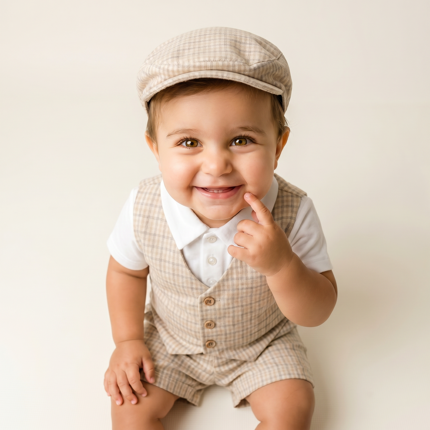 Vintage Plaid Vest & Shorts Set