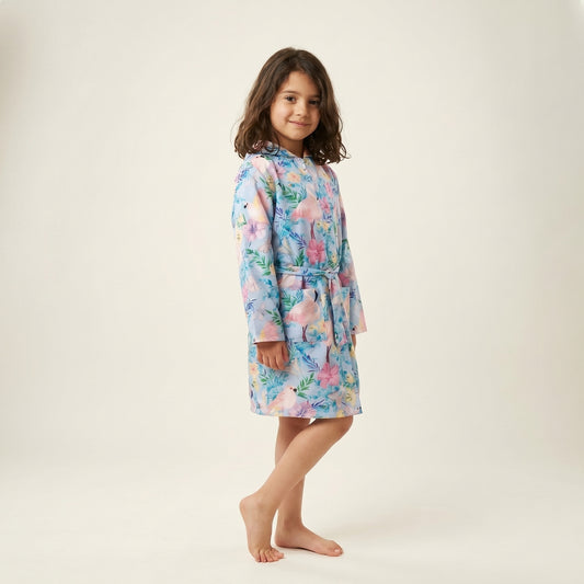 Flamingo Blossom Kids Beach Robe
