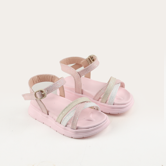 Girls' strappy sandal rose color ✨