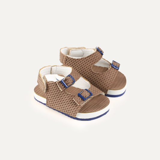 Brown and blue baby sandal