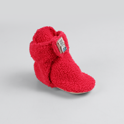 Teddy bear Baby Genuine Sheepskin Bootie Slippers red