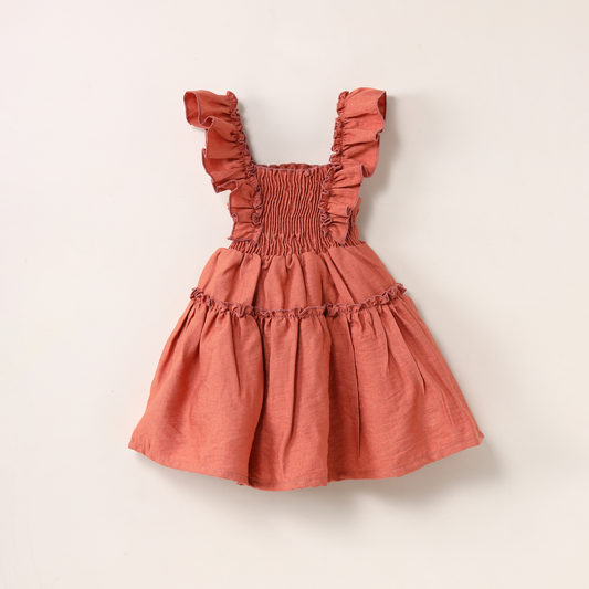 Brown ruffle baby dress