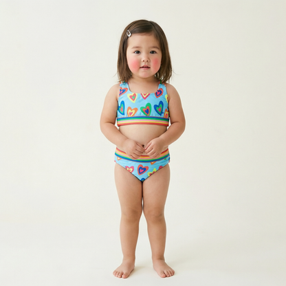 Rainbow Hearts Tankini Swimsuit