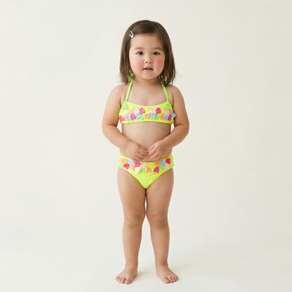 Heart Neon Lime Halter Swimsuit