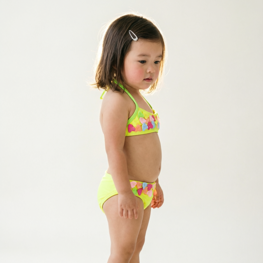 Heart Neon Lime Halter Swimsuit