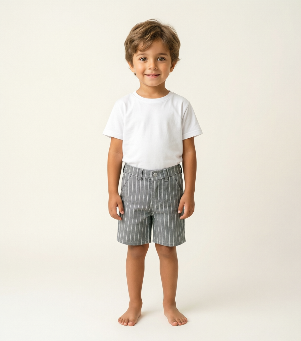 Grey Pinstripe Tailored Shorts