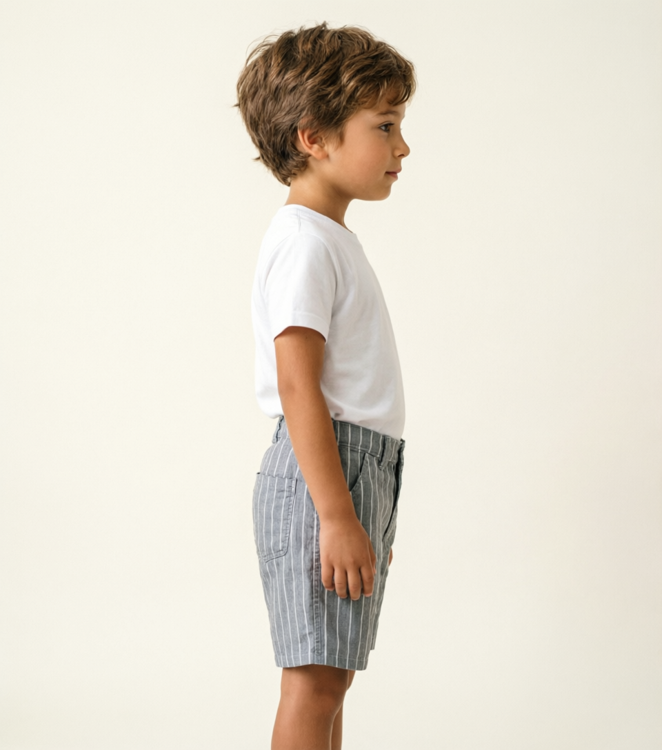 Grey Pinstripe Tailored Shorts