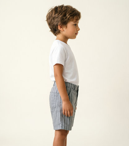 Grey Pinstripe Tailored Shorts