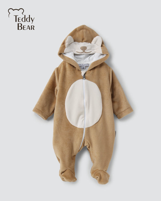 Baby Fleece Hoodie Bodysuit with Detachable Mittens (3mths-2yrs)Brown