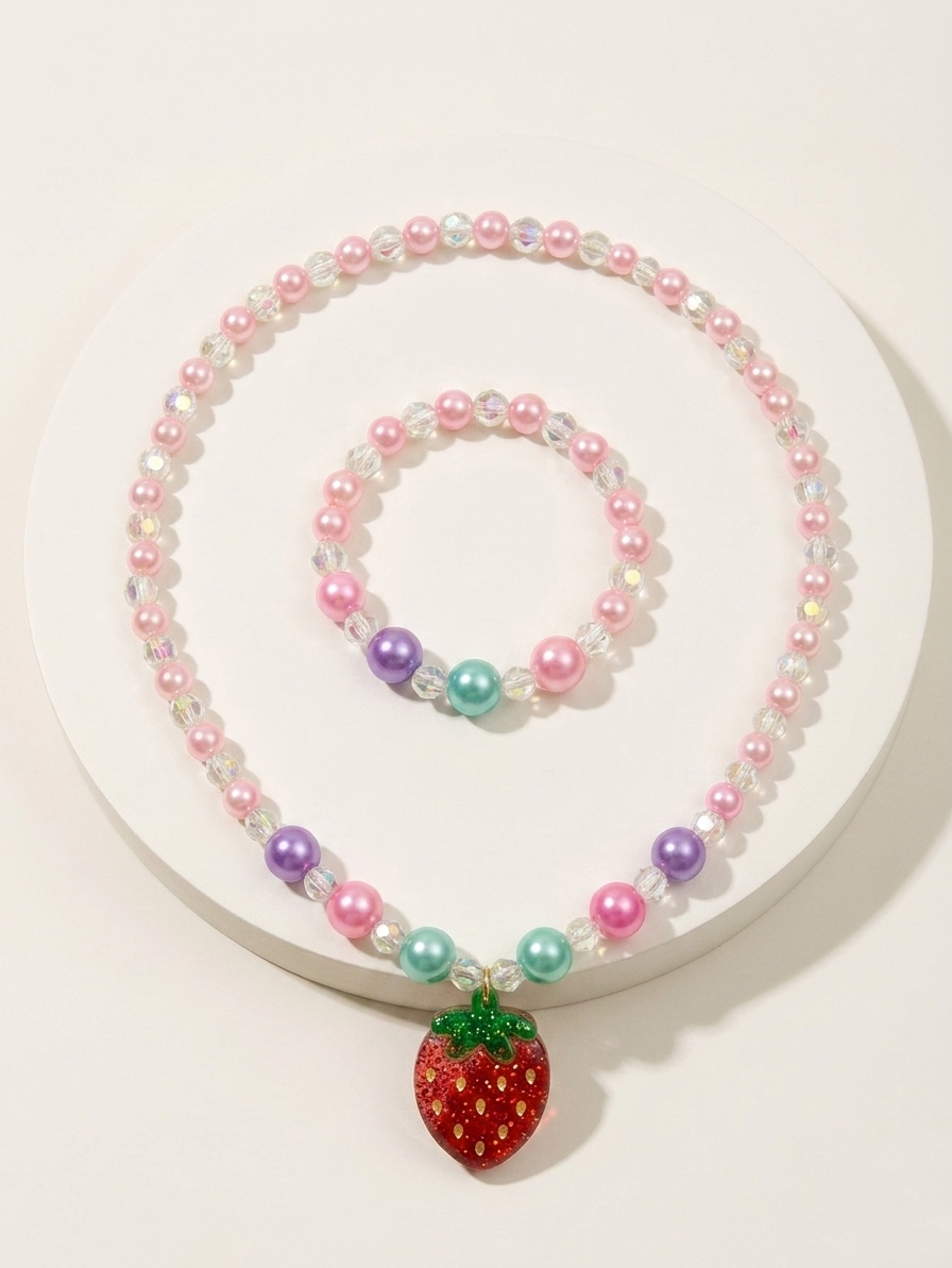 Strawberry Necklace & Bracelet Set
