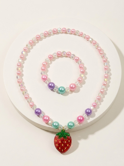 Strawberry Necklace & Bracelet Set