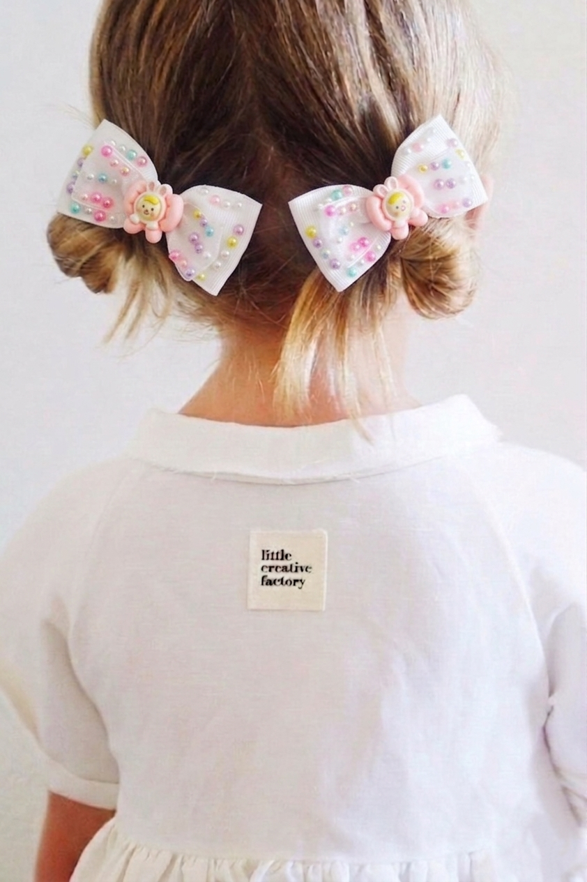 Bunny Cafe Tulle Bow Clip
