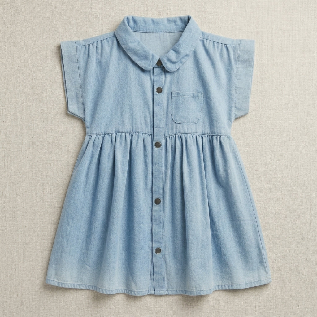 Light Denim Ruffle Resort Dress