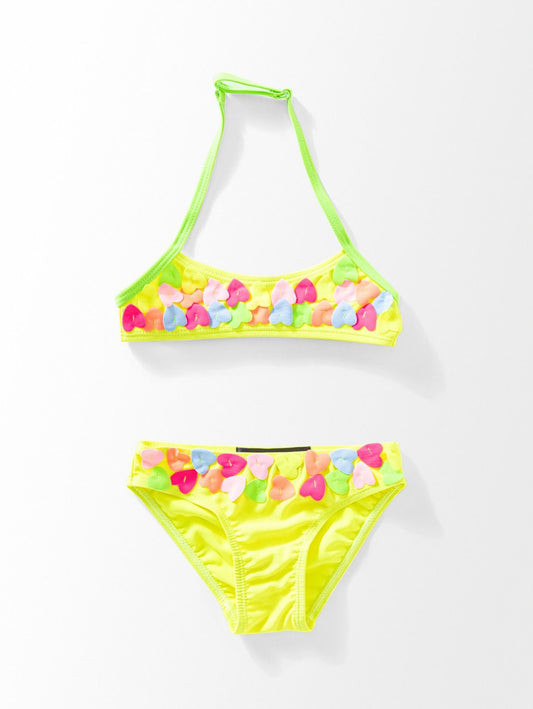 Heart Neon Lime Halter Swimsuit.