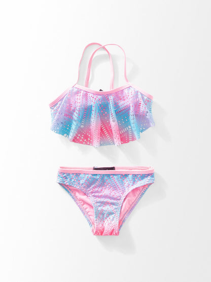 Pastel Mermaid Ruffle  Swimsuit.