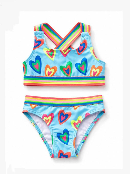 Rainbow Hearts Tankini Swimsuit.