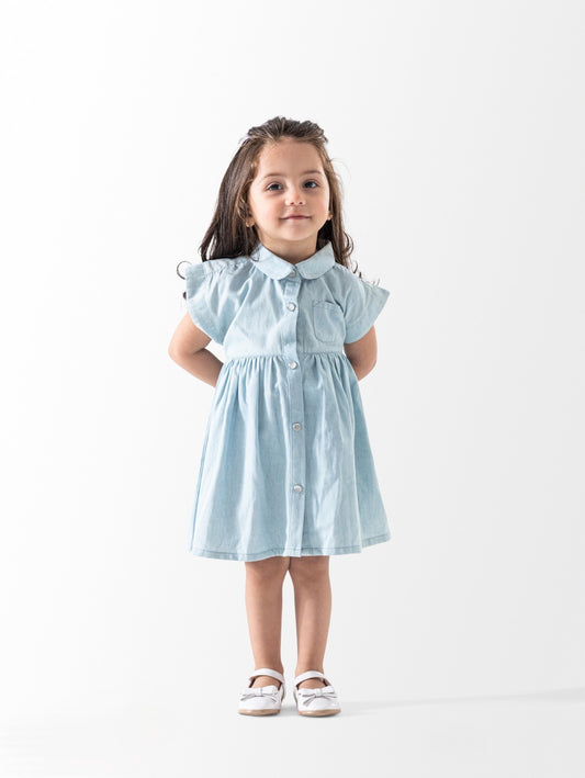 Light Denim Ruffle Resort Dress