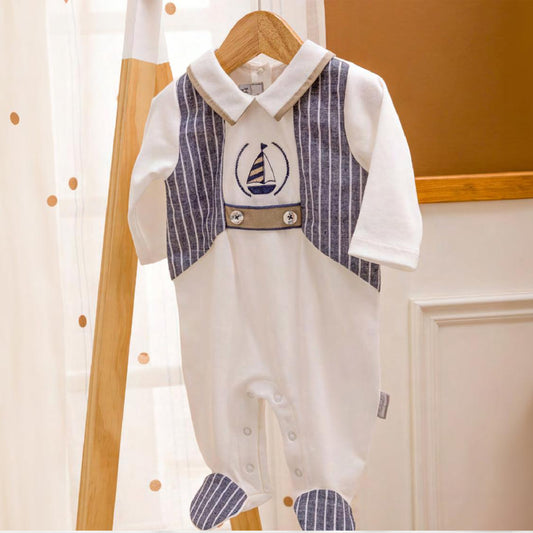 "Spanish Stylish Baby Boy Romper - Soft, Breathable Summer Outfit"