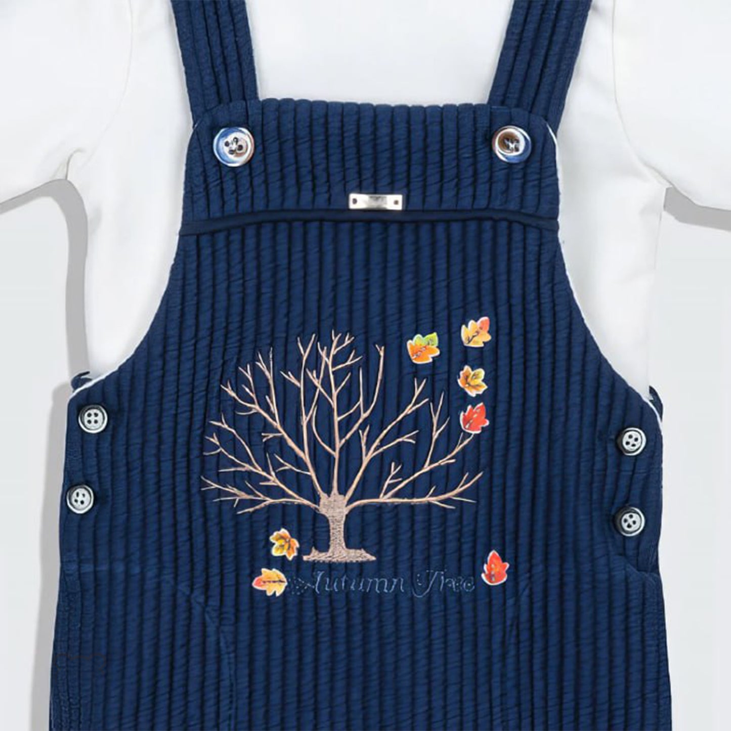 Luxurious Set of 2 Baby  Velvet Overalls in Premium Egyptian Cotton Color navy blue