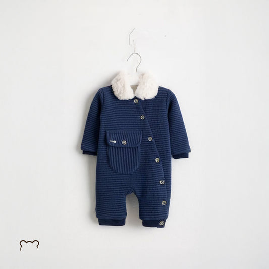 Baby Beautiful Dark Blue Rubber And Pocket At Fleece Details That's Clear.