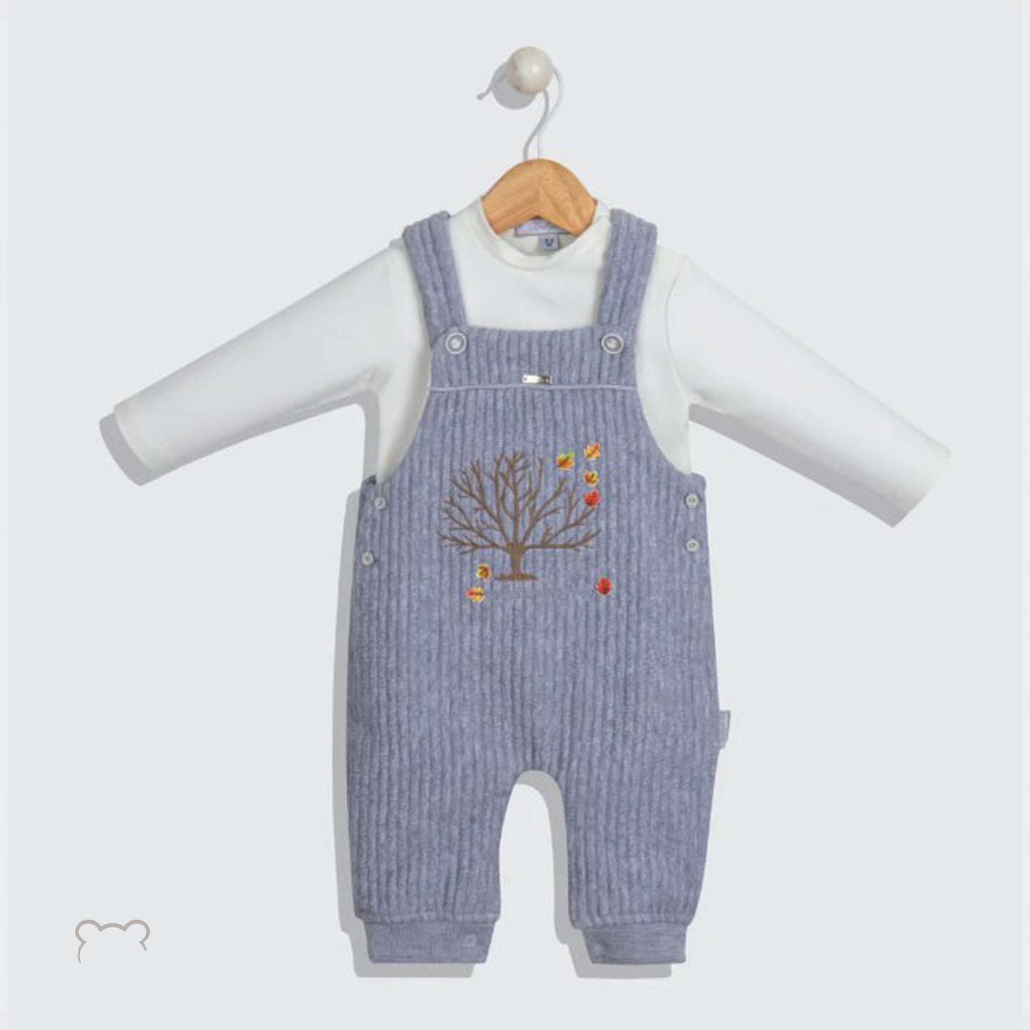 Luxurious Set of 2 Baby  Velvet Overalls in Premium Egyptian Cotton Color grey