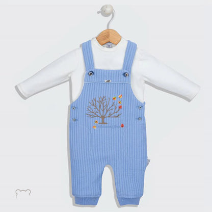 Luxurious Set of 2 Baby  Velvet Overalls in Premium Egyptian Cotton Color baby blue