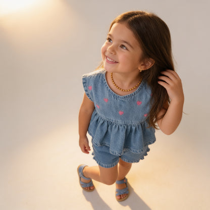 Sweet Blossom Denim Peplum Set