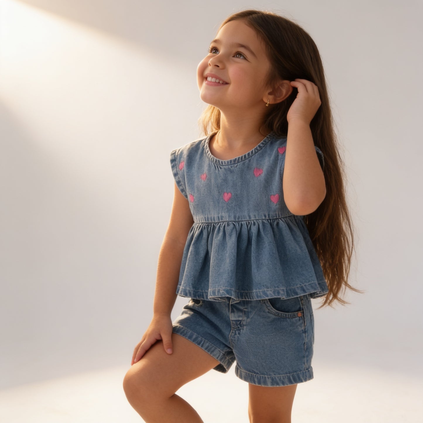 Sweet Blossom Denim Peplum Set