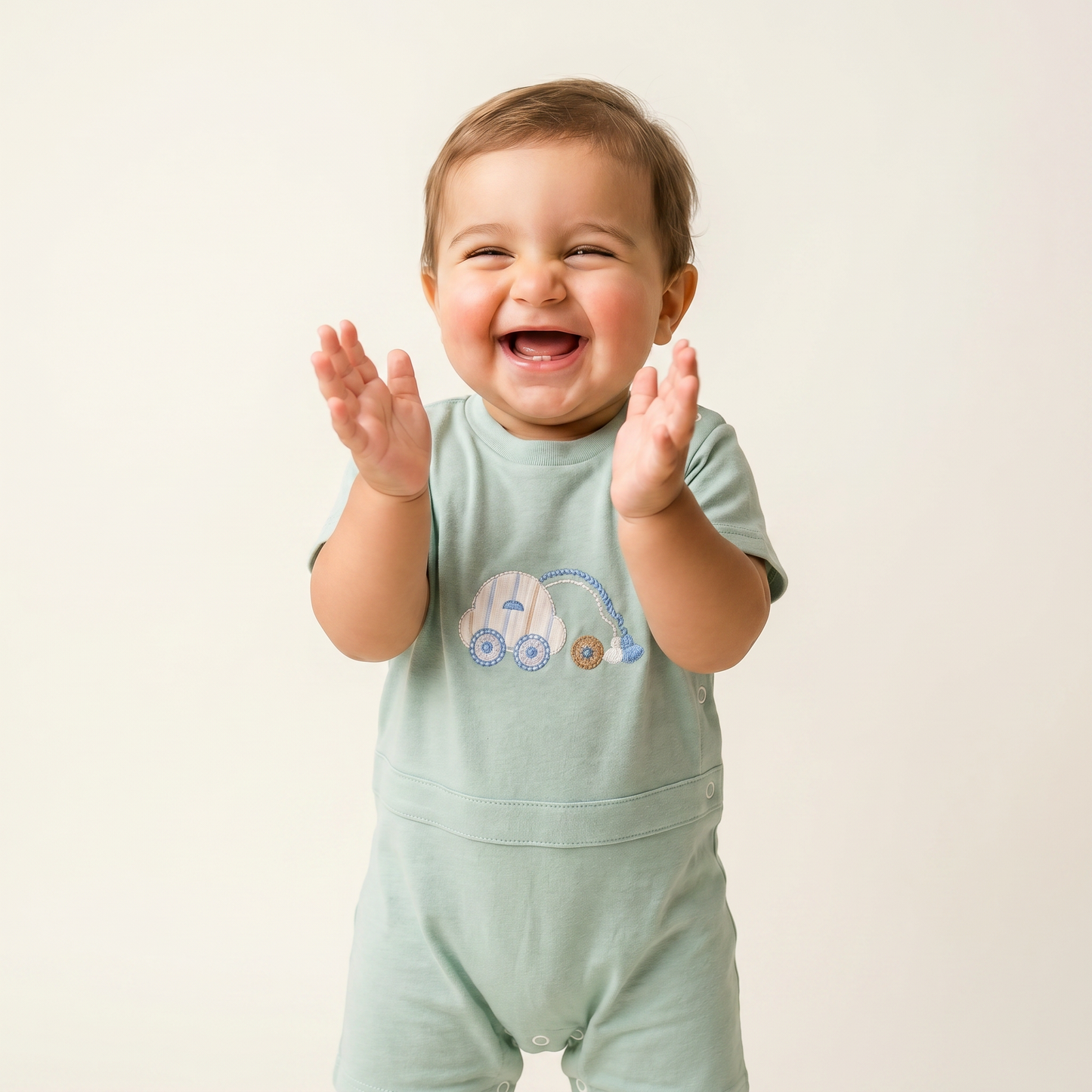 Sweet Sage Embroidered Romper