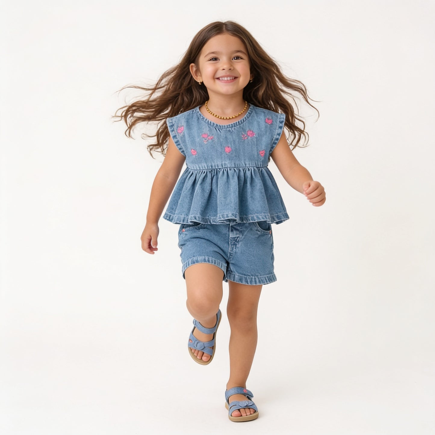Sweet Blossom Denim Peplum Set