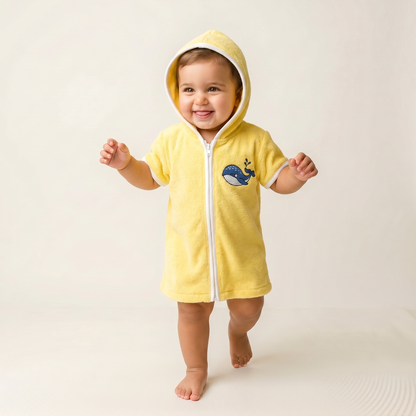 Little  Yellow Whale Hooded Towel Poncho