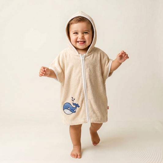 Little Brown Whale Hooded Towel Poncho