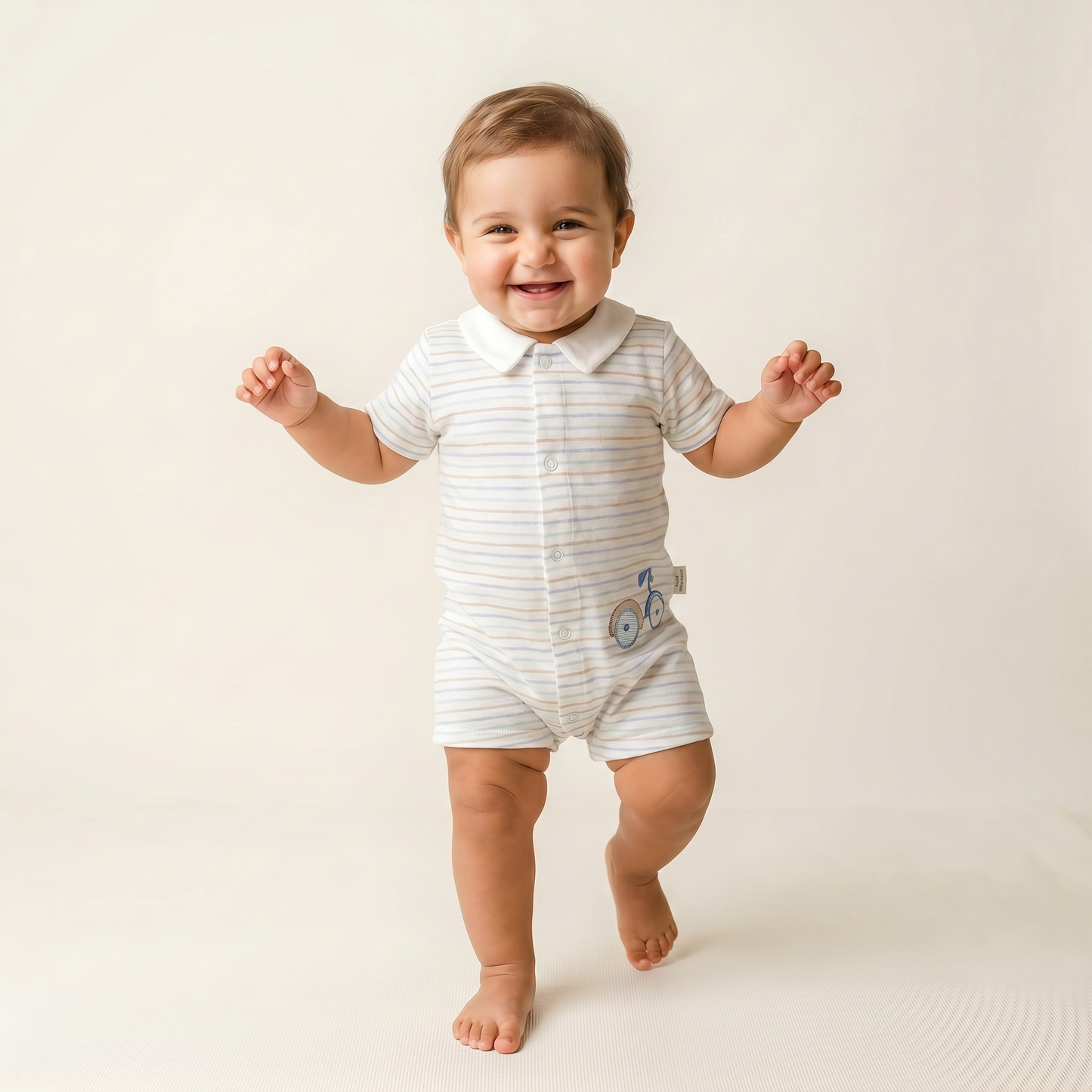 Little Rider Striped Polo Romper