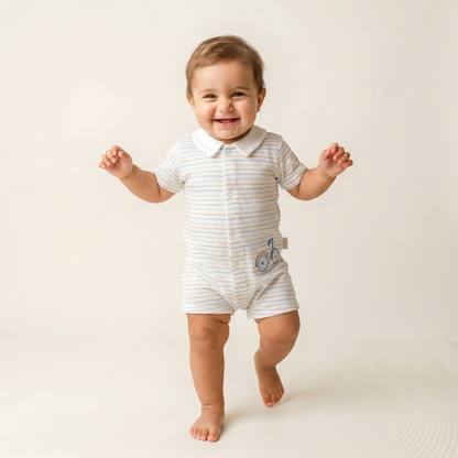 Little Rider Striped Polo Romper