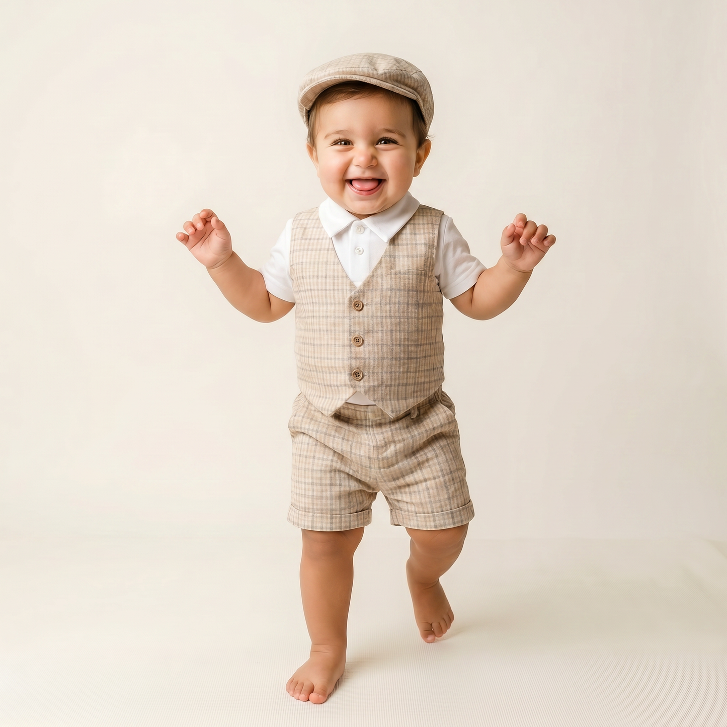 Vintage Plaid Vest & Shorts Set