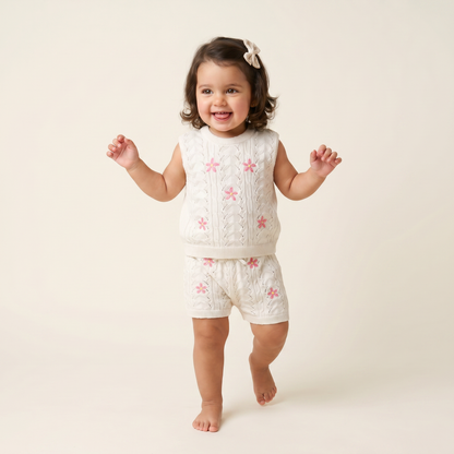 Floral Cable-Knit  Set