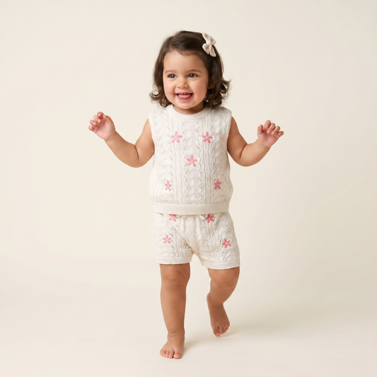 Floral Cable-Knit  Set