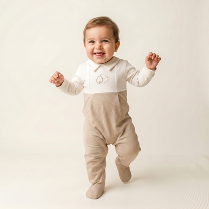 Warm Oatmeal Puppy Romper