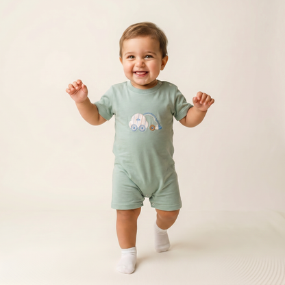 Sweet Sage Embroidered Romper