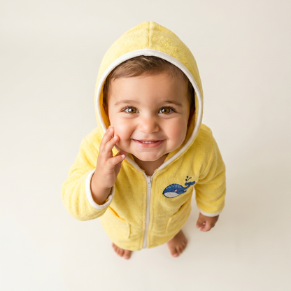 Little  Yellow Whale Hooded Towel Poncho