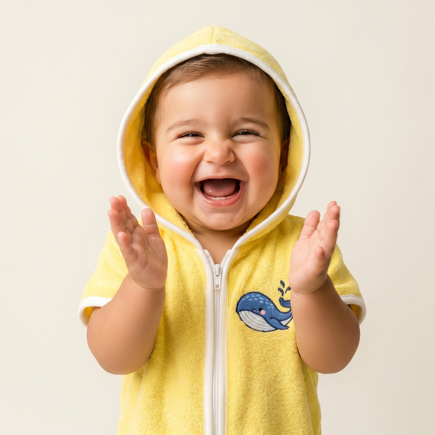 Little  Yellow Whale Hooded Towel Poncho