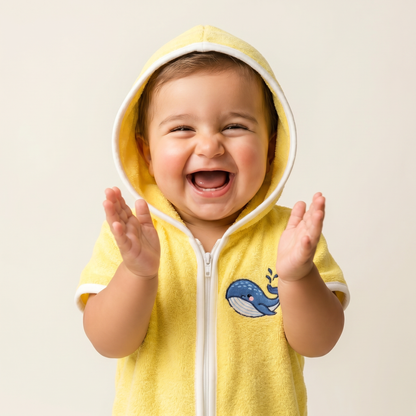 Little  Yellow Whale Hooded Towel Poncho
