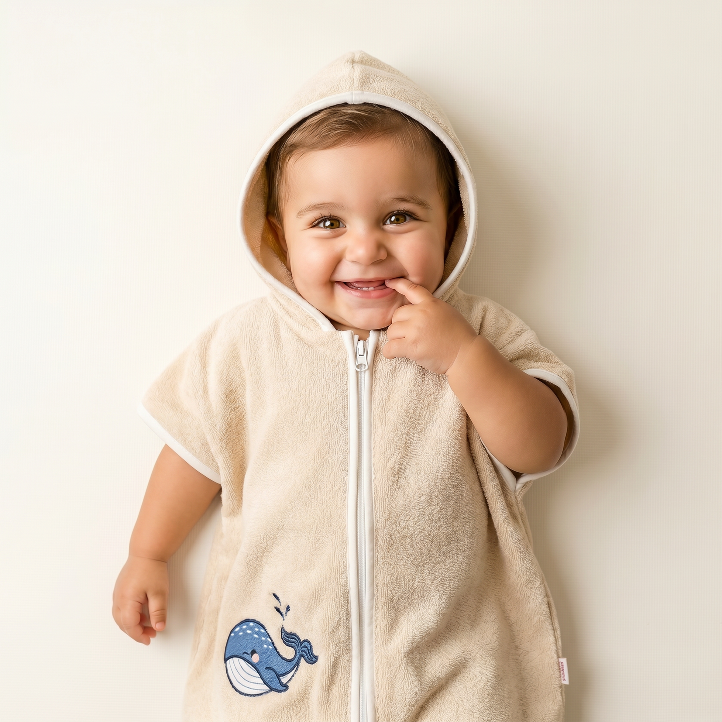 Little Brown Whale Hooded Towel Poncho