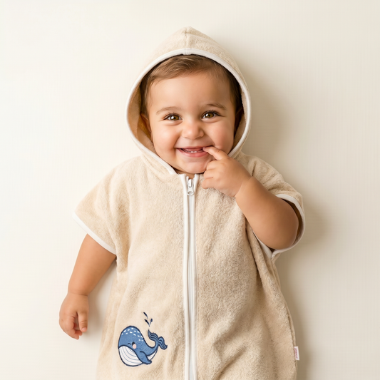 Little Brown Whale Hooded Towel Poncho