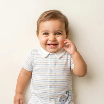 Little Rider Striped Polo Romper