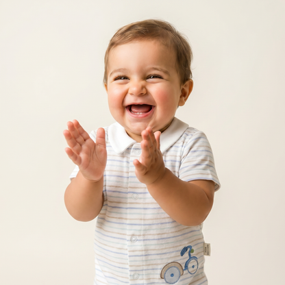 Little Rider Striped Polo Romper